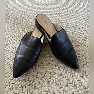 Cole Haan Black Pointed Leather Backless Mules